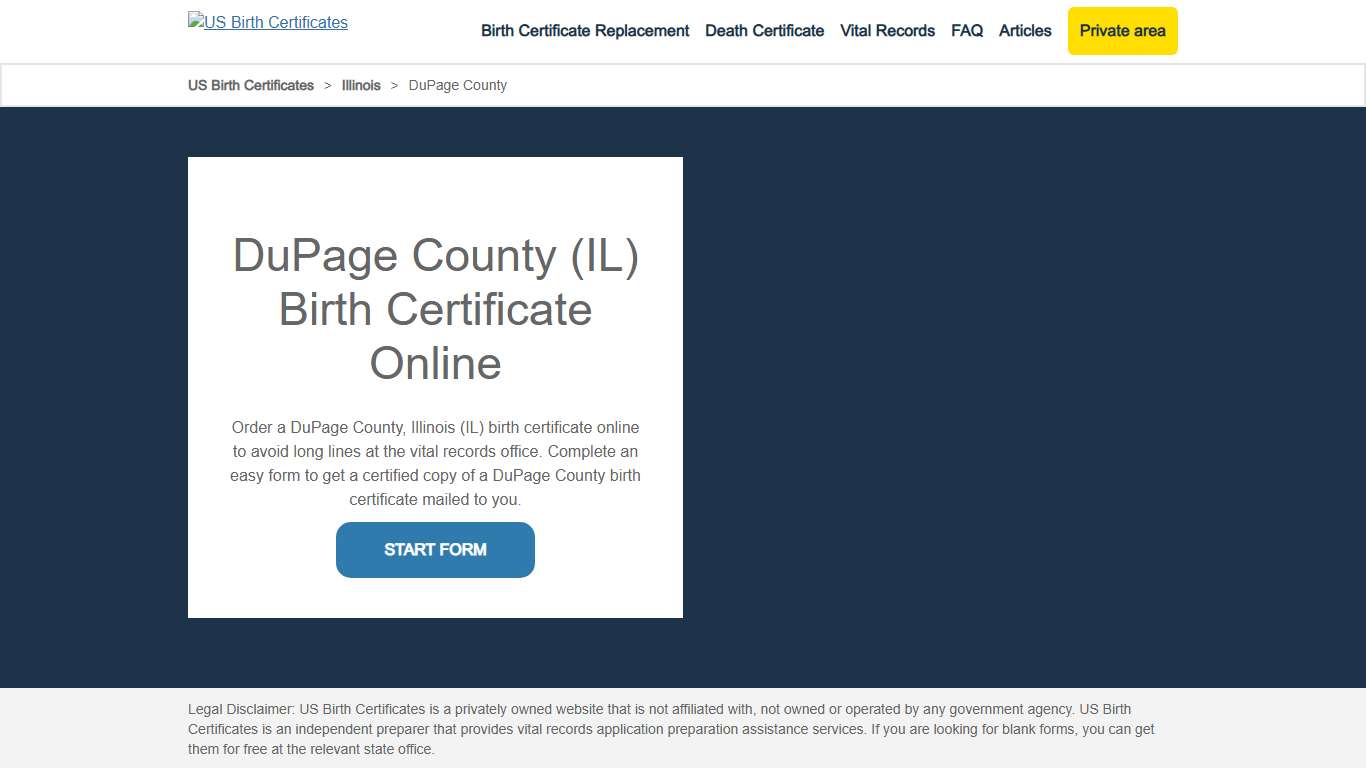 Dupage County (IL) Birth Certificate Online - US Birth Certificates